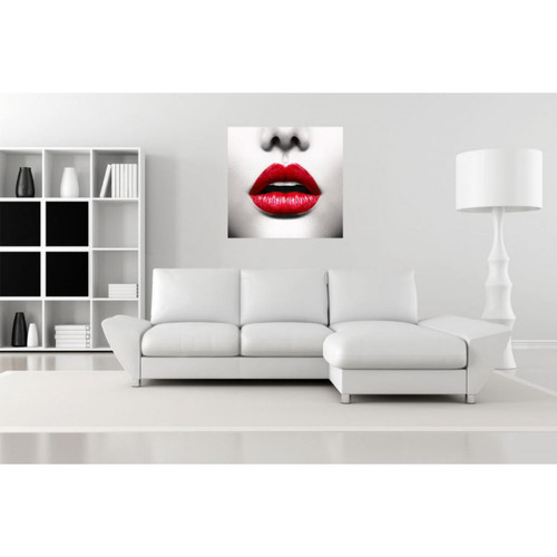 Tableau Pop Visage de Femme avec Bouche Rouge 50X50 cm 3S. x Home
