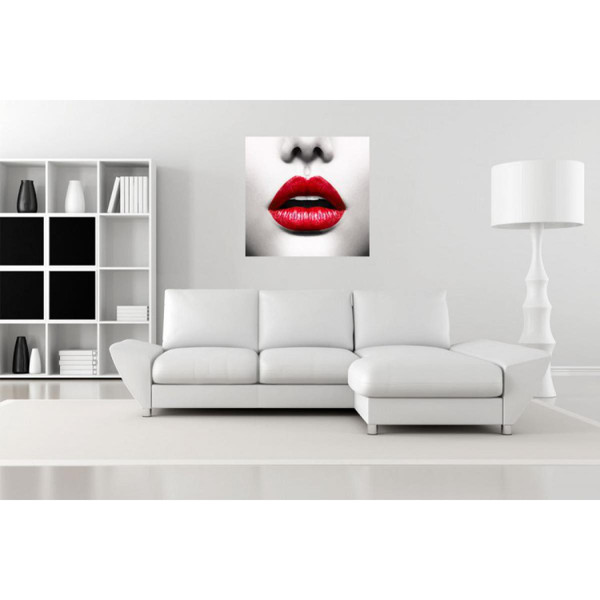 Tableau Pop Visage de Femme avec Bouche Rouge 50X50 cm 3S. x Home