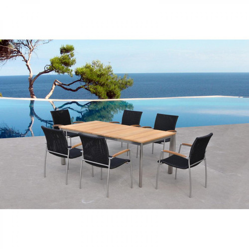 Table et chaises marrons en teck Adèle Noir 3S. x Home Meuble & Déco