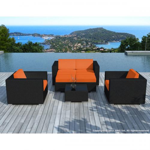 Salon de jardin noir avec housse orange Amin Orange 3S. x Home Meuble & Déco