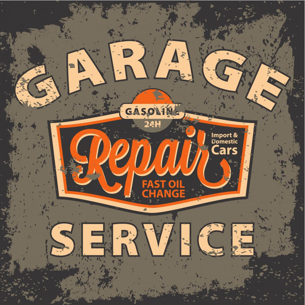 Tableau Vintage Garage Repair Service 50X50 Orange 3S. x Home Meuble & Déco