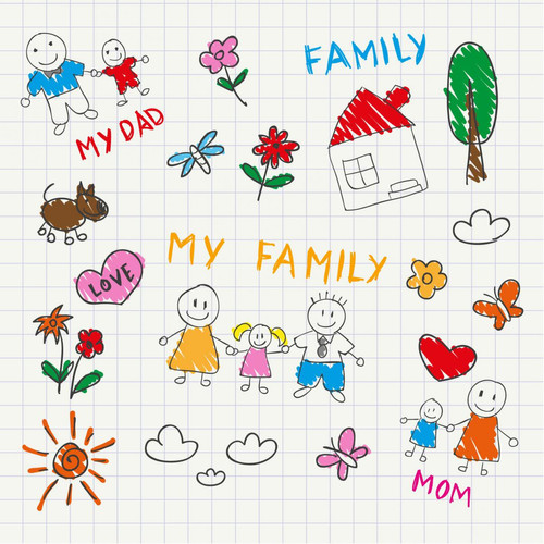 Tableau Enfant Multicolore My Family 60X60 3S. x Home