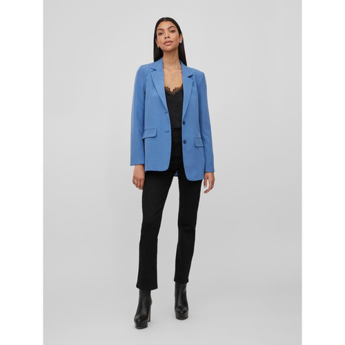Vila - Blazer classique oversize fit bleu moyen - Vestes blazers femme bleu
