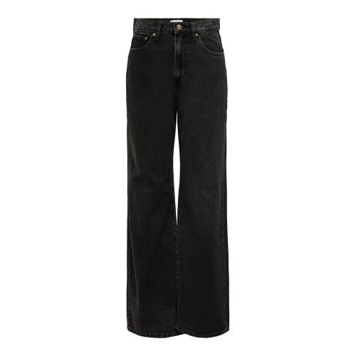 Only - Jean à jambe large braguette zippée taille haute noir - Nouveautés jeans femme