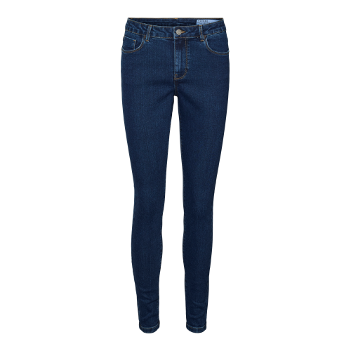 Vero Moda - Jean skinny fermeture à boutons et à glissière taille moyenne bleu - Jean slim femme