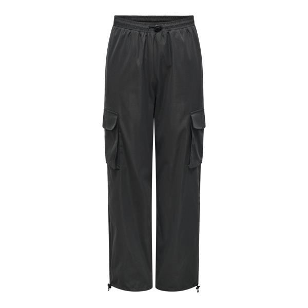 Pantalon cargo fermeture à cordon taille haute gris foncé en coton Meg Only Mode femme
