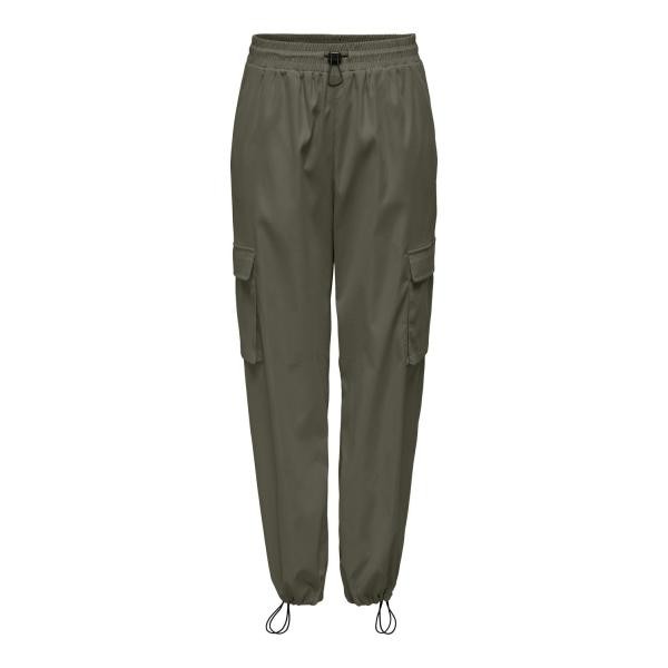 Pantalon cargo fermeture à cordon taille haute vert en coton Clio Only Mode femme