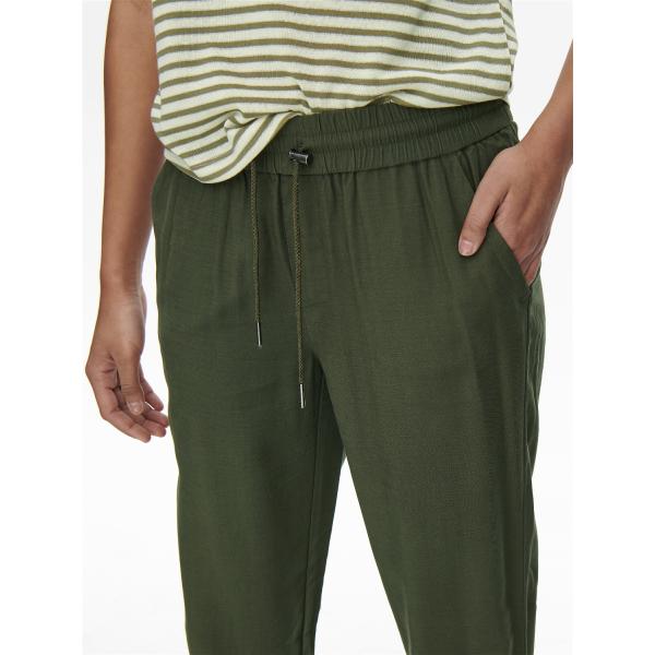 Pantalon taille moyenne vert en viscose Trix Only