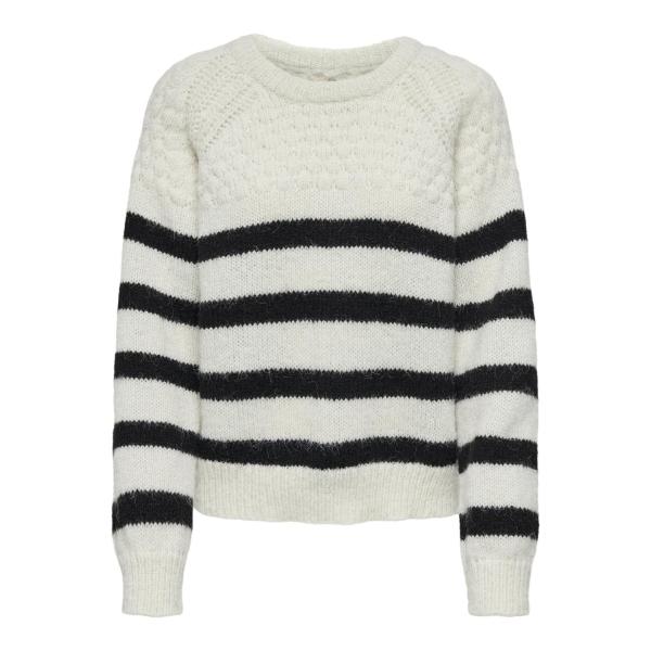 Pull en maille col rond col rond blanc Nora Only Mode femme