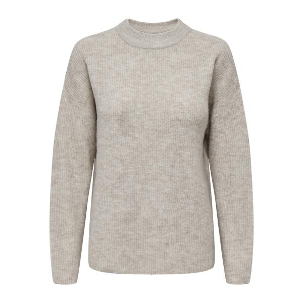 Pull en maille col rond col rond gris clair Ruth Only Mode femme