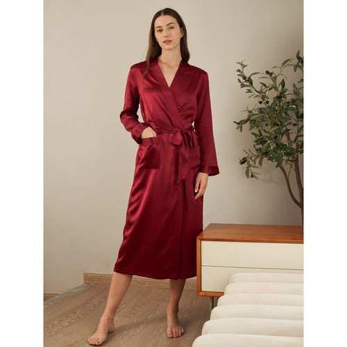 Robe De Chambre En Soie Longue Classique rouge LilySilk Mode femme