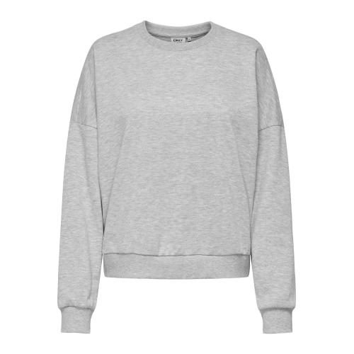Only - Sweat-shirt col rond gris clair - T-shirt manches courtes femme