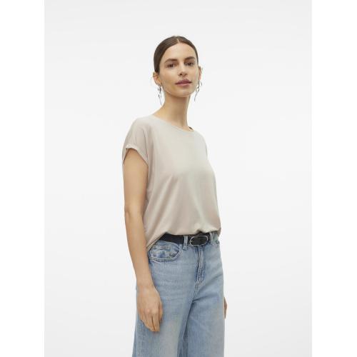 T-shirt longueur regular col rond épaules tombantes manches courtes gris Tess en coton Vero Moda Mode femme