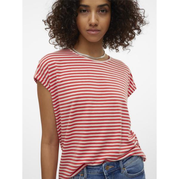 T-shirt longueur regular col rond manches courtes rose Léna en coton Vero Moda