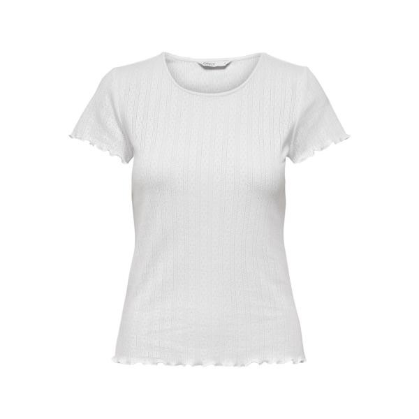 T-shirt tight fit col rond manches courtes blanc en coton Ida Only Mode femme