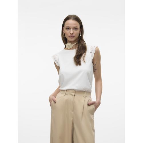 Vero Moda - Top col rond manches courtes blanc - Nouveautés t-shirts femme