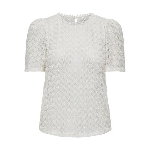 Only - Top col rond manches courtes blanc - Blouse femme