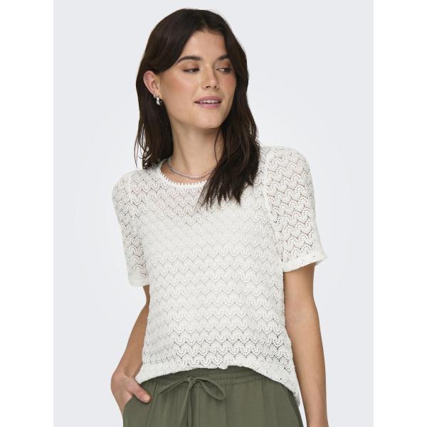 Top col rond manches courtes blanc Gwen Only