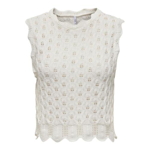 Only - Top col rond sans manches blanc - Blouse, Chemise femme
