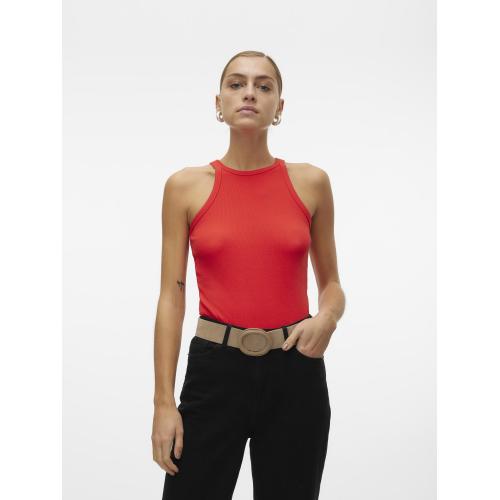 Vero Moda - Top col rond sans manches rouge - Nouveautés t-shirts femme