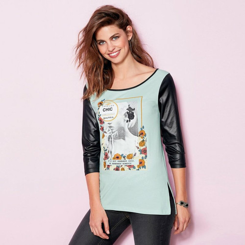 Tee-shirt - Vert Manches 3/4 3 SUISSES Mode femme