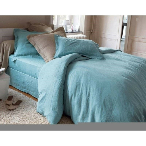 Becquet - Taie d'oreiller ou traversin en lin uni - Bleu - Linge de lit lin