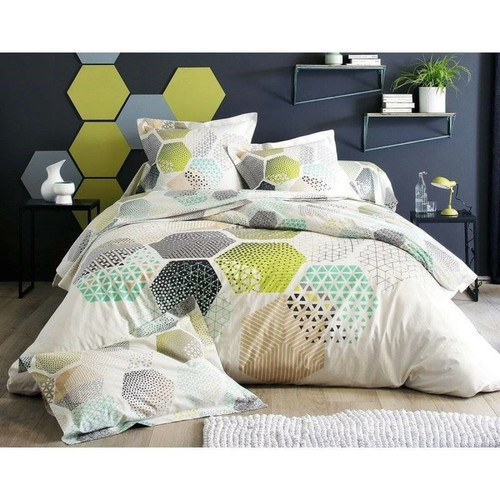 Becquet - Taie d'oreiller ou traversin motifs géométriques Becquet - Taies d oreillers traversins vert