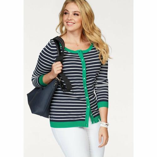 Tom Tailor - Gilet col rond manches longues femme Tom Tailor Polo Team - Rayé Marine - Tom Tailor