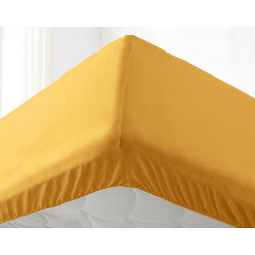 Becquet - Drap-housse jersey extensible pur coton Becquet - Jaune Ocre - Linge de lit jaune