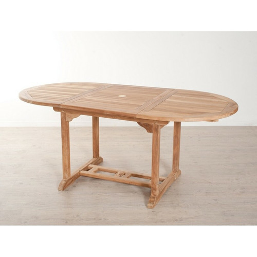 Table de jardin 4/6 personnes -  ovale extensible 120/180 x 90 cm en bois Teck Marron MACABANE Meuble & Déco
