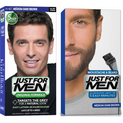 Just for Men - PACK COLORATION BARBE & CHEVEUX - Châtain Moyen Foncé - Just for men coloration barbe