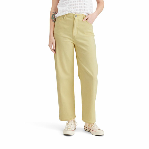 Dockers - Jean large taille haute jaune en coton - Nouveautés jeans femme