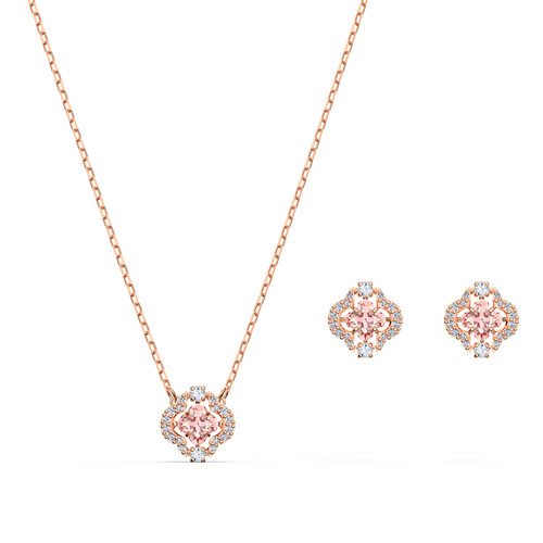 SET Swarovski 5516488 - Set collier et boucles d'oreilles métal rose pierres sertis blanc Femme Doré rose Swarovski Mode femme