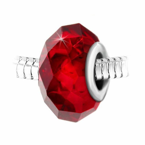 Charm perle cristal rouge à facettes et acier par SC Crystal Rouge So Charm Bijoux Mode femme