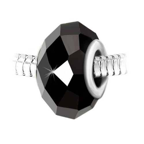 Charm perle cristal noir à facettes et acier par SC Crystal Noir So Charm Bijoux Mode femme