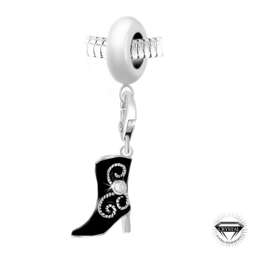Charm perle botte noir orné de cristaux Swarovski par SC Crystal Paris® Noir So Charm Bijoux Mode femme
