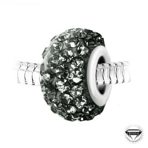 Charm perle pavé de cristaux gris et acier par SC Crystal Noir So Charm Bijoux Mode femme