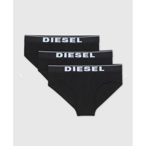 Pack de 3 slips ceinture élastique noirs en coton Diesel Underwear LES ESSENTIELS HOMME