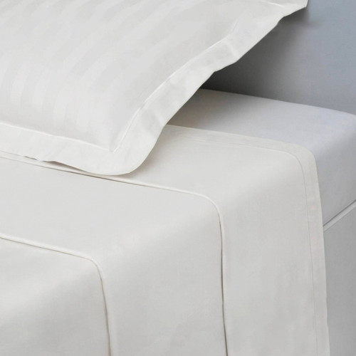 3S. x Tertio (Nos Unis) - Drap Plat uni satin de Coton TERTIO® - Blanc - Printemps des Marques Linge de Maison