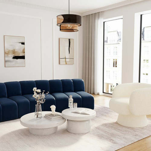 POTIRON PARIS - Chauffeuse d’angle modulable bleu marine  - Promos salon et salle à manger