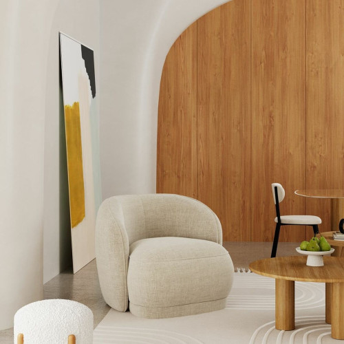 POTIRON PARIS - Fauteuil design tissu beige Pablo - Promos salon et salle à manger