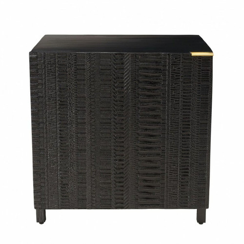 Macabane - Table de chevet en bois de manguier massif noire - Table De Chevet Design