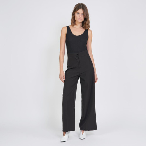 3S. x Le Vestiaire - Pantalon noir large taille haute - Vetements femme made in italie
