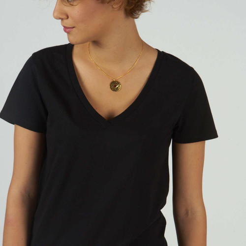 Tee-shirt en coton bio col V Anna noir 3S. x Le Vestiaire Mode femme