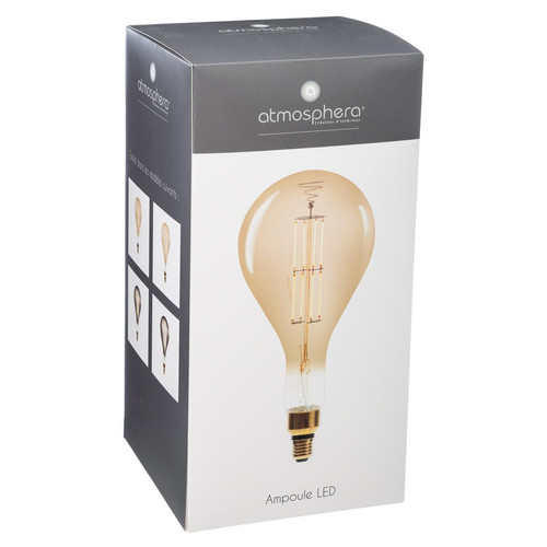 Ampoule LED "Poire" ambrée, filament droit E27 3S. x Home