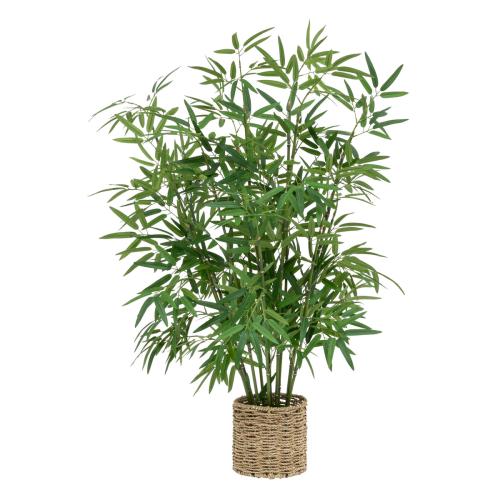 3S. x Home - Bambou artificiel vert avec pot naturel  - Plante artificielle