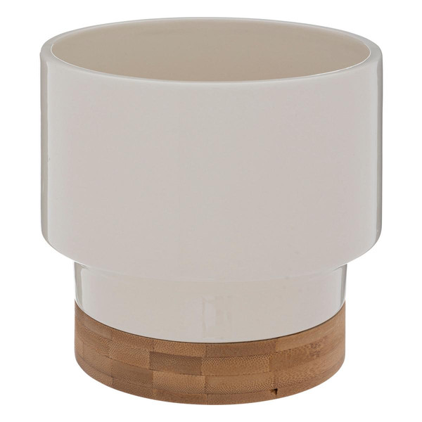 Cache-pot blanc en céramique et bambou  "Le collectionneur"  Blanc 3S. x Home Meuble & Déco