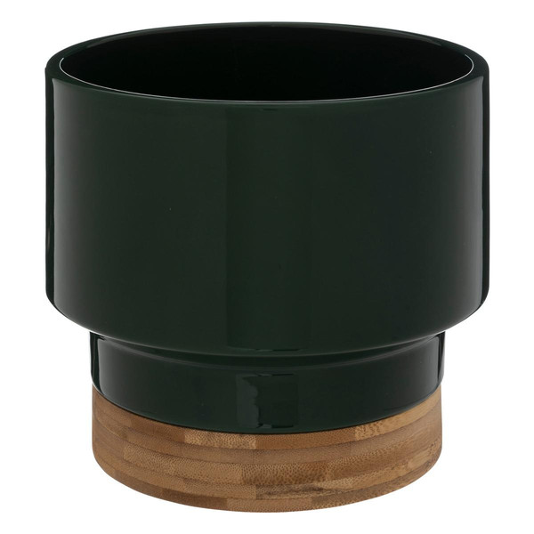 Cache-pot "Le collectionneur" H16cmen céramique & bambou  vert foncé Vert 3S. x Home Meuble & Déco