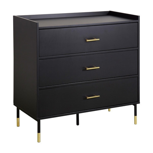3S. x Home - Commode 3 tiroirs "Tedy" noir - Commode 3S. x Home