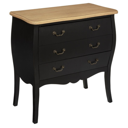 3S. x Home - Commode "Chrysa" noire, 3 tiroirs - Commodes et chiffonniers bois
